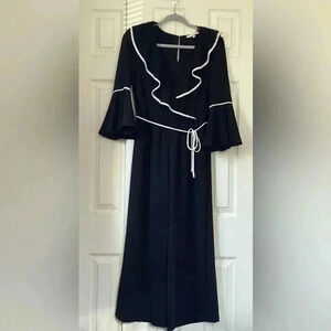 JUNE& HUDSON Black Ruffle Elegant Dressy Jumpsuit Size Medium